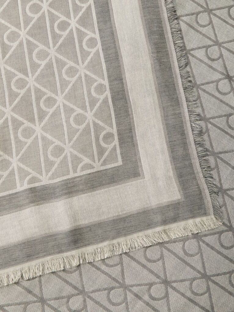 Blue Emblem Jacquard Square Modal Scarf  Women