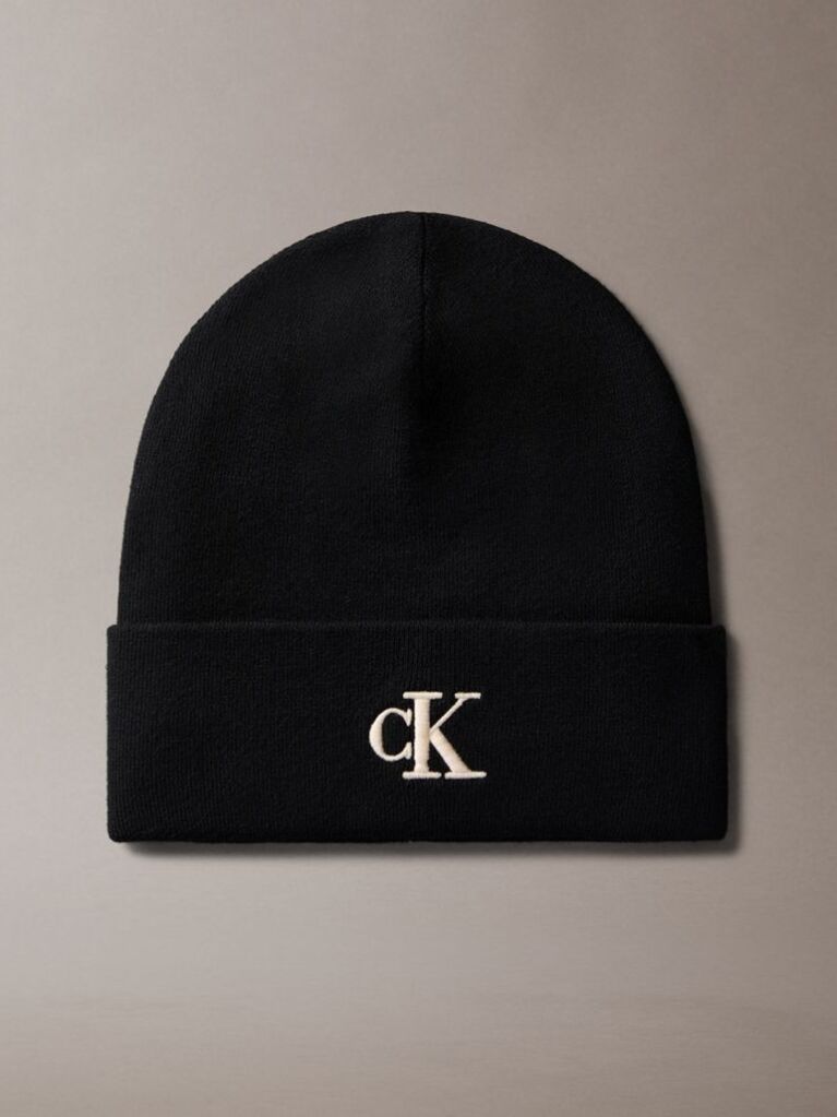 Black Signature Logo Beanie  Women