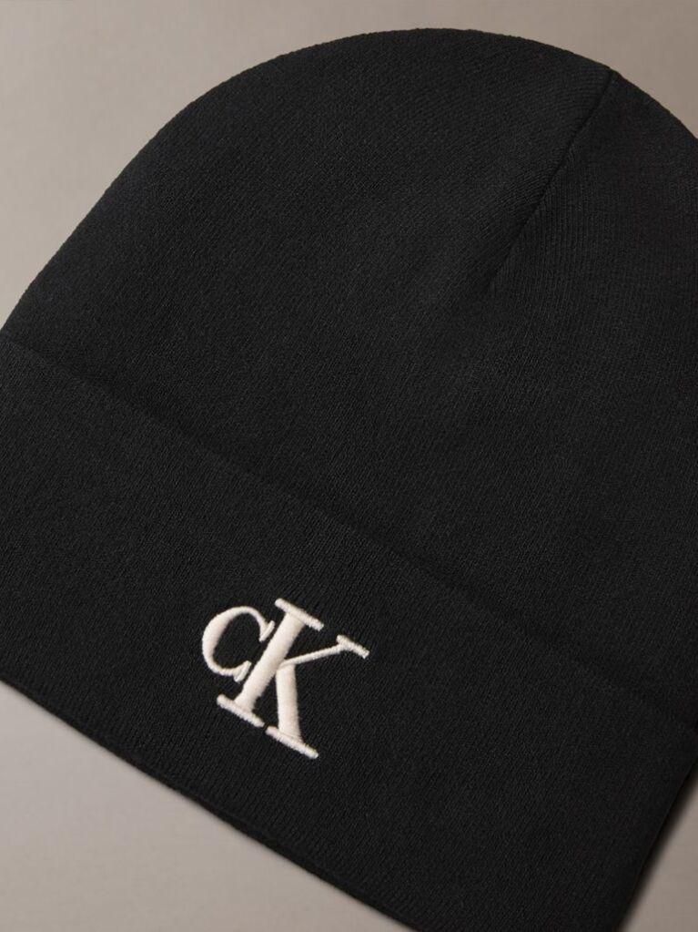 Black Signature Logo Beanie  Women