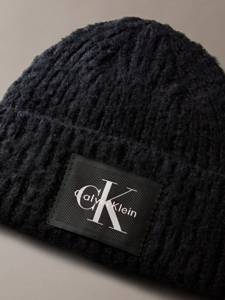 Black Plush Satin-Lined Beanie  Women