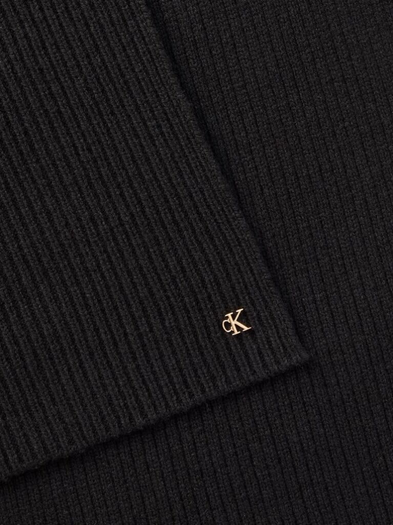Black Wool Blend Monogram Scarf  Women