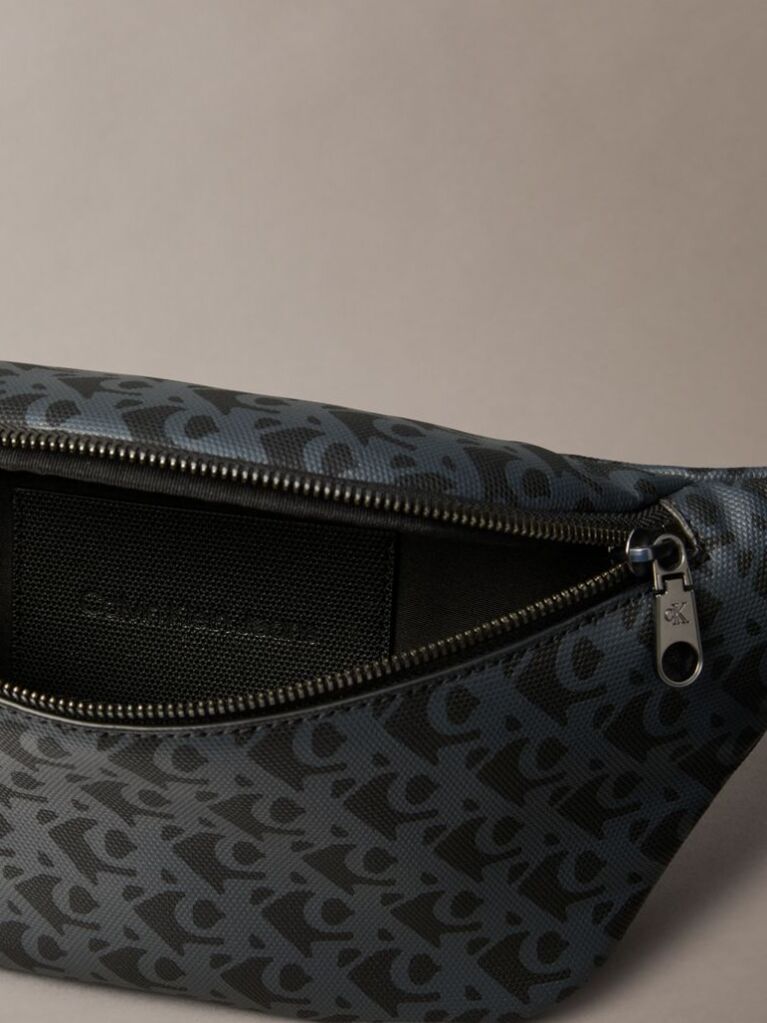 Black Textured Bum Bag  Men