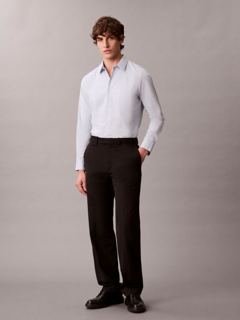 Blue Slim Stretch Button-Down Shirt  Men