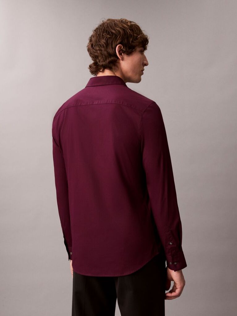 Red Slim Stretch Button-Down Shirt  Men