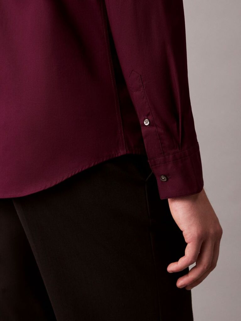 Red Slim Stretch Button-Down Shirt  Men