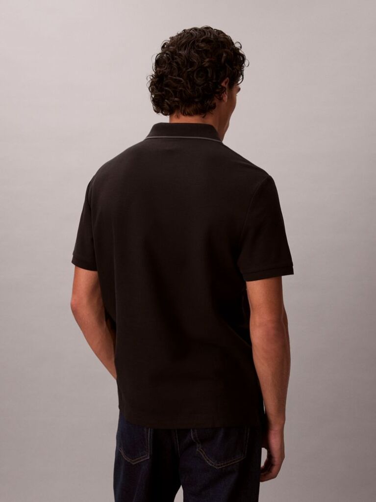 Black Piqué Tipping Polo Shirt  Men