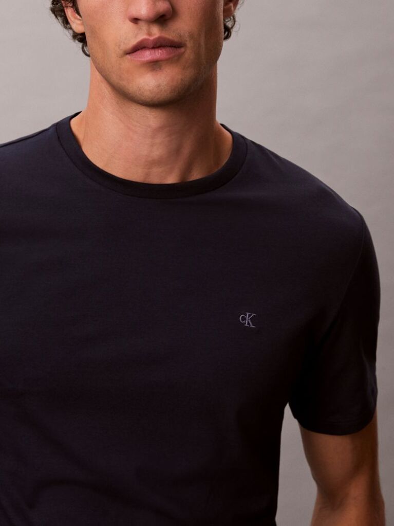 Blue Short Sleeve Stretch Cotton Slim T-Shirt  Men