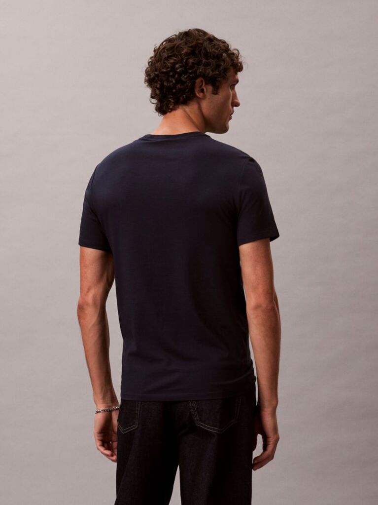 Blue Short Sleeve Stretch Cotton Slim T-Shirt  Men