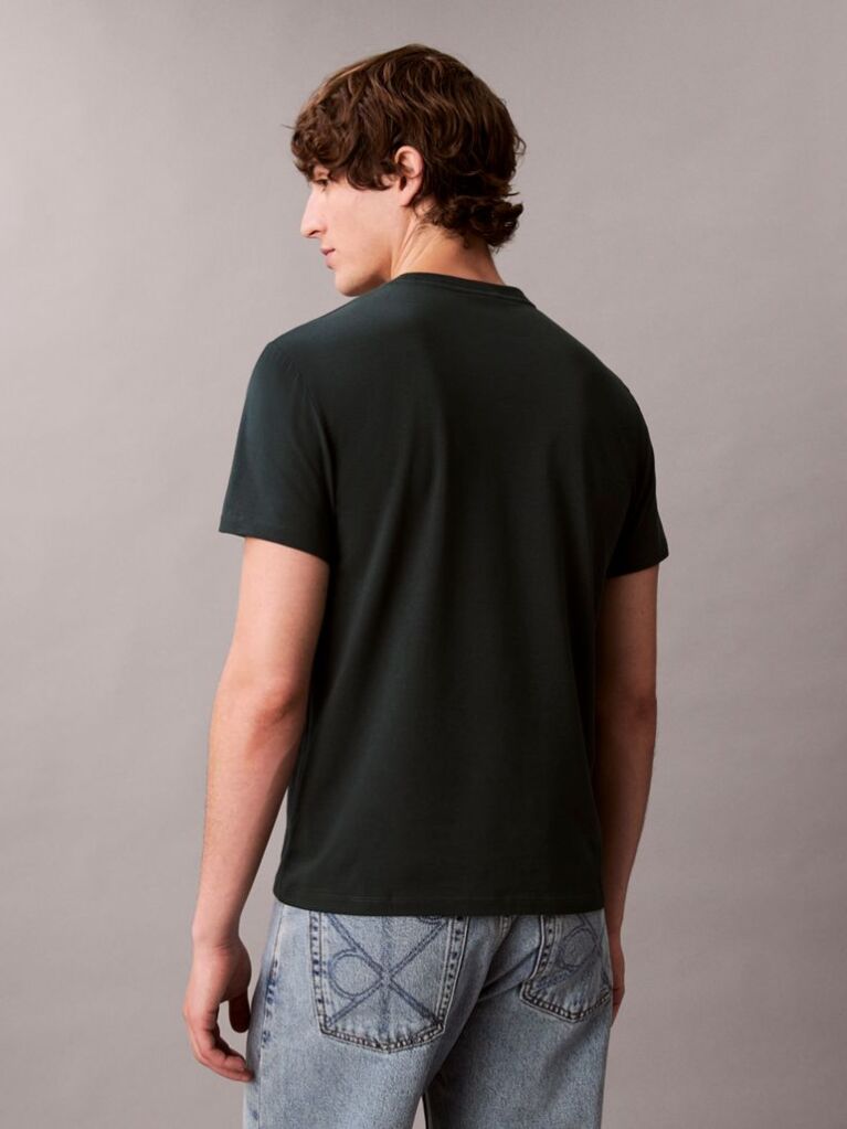 Green Short Sleeve Stretch Cotton Slim T-Shirt  Men