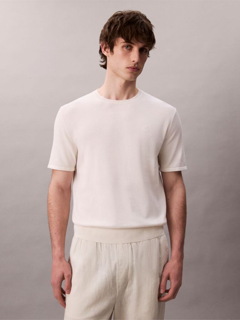 White Pima Cotton Short Sleeve Jumper  Men