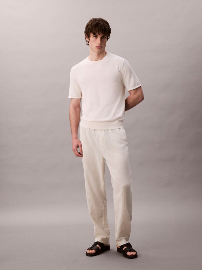 White Pima Cotton Short Sleeve Jumper  Men