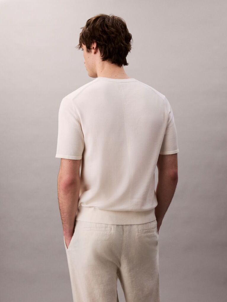 White Pima Cotton Short Sleeve Jumper  Men