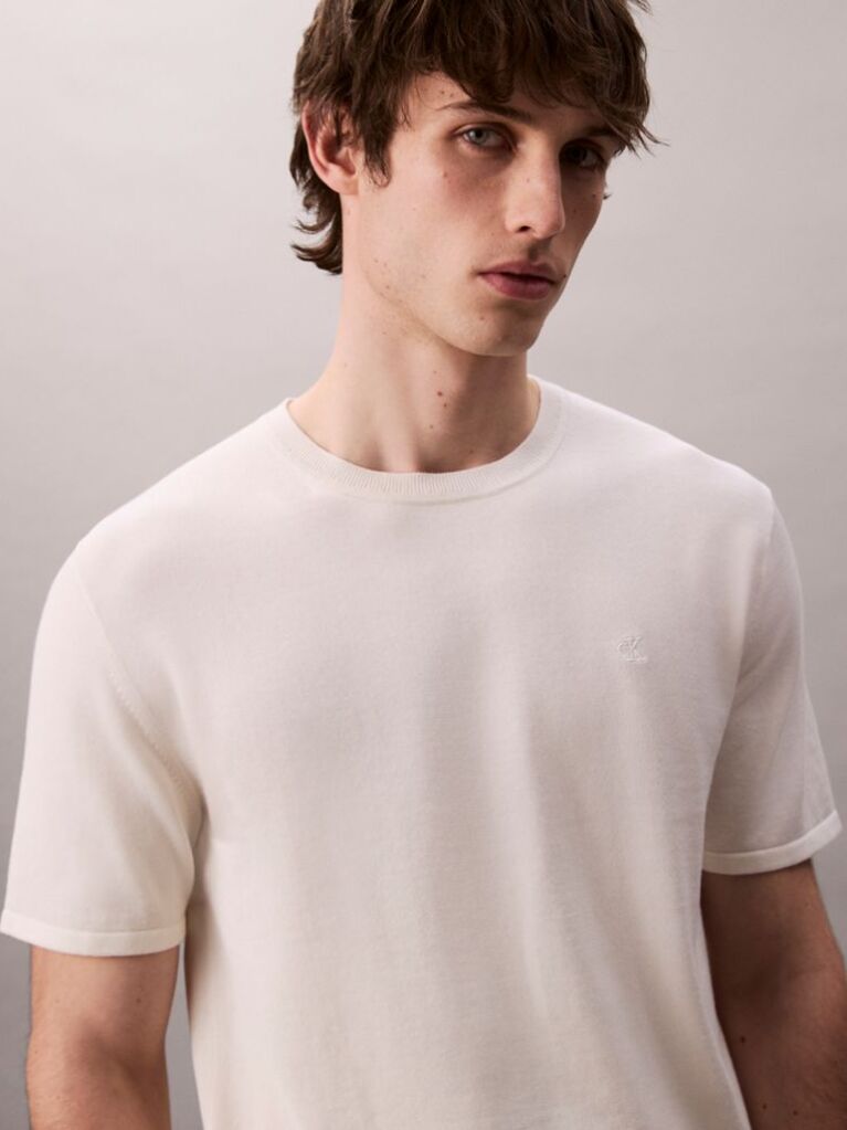 White Pima Cotton Short Sleeve Jumper  Men