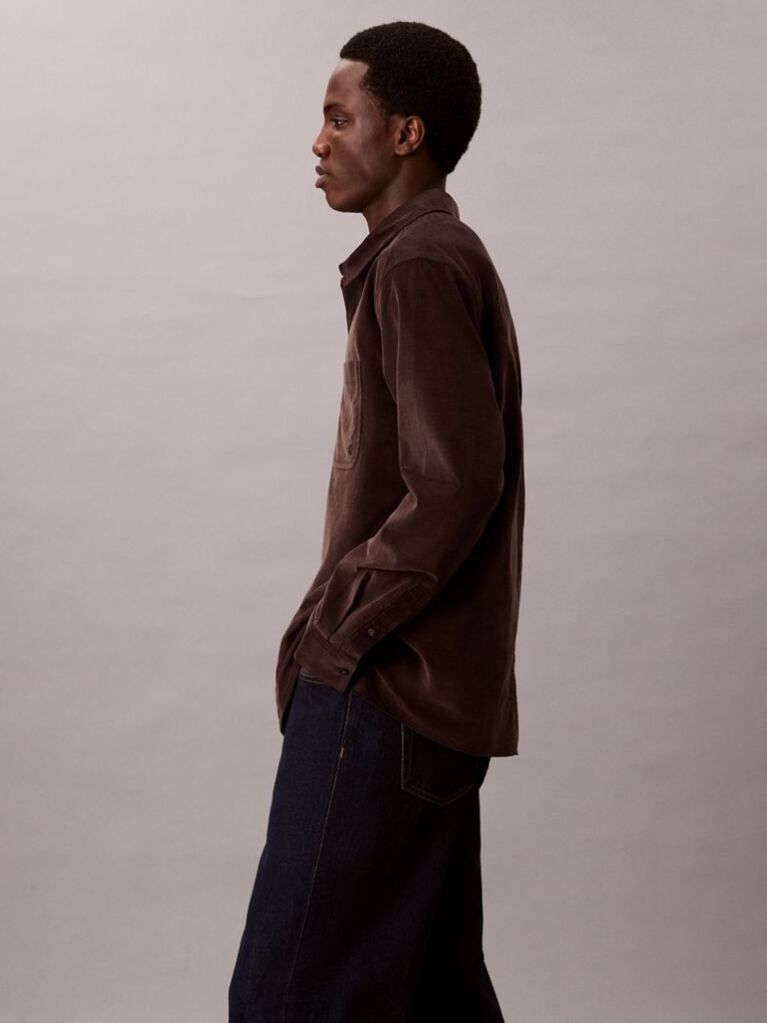Brown Corduroy Relaxed Button-Down Shirt  Men