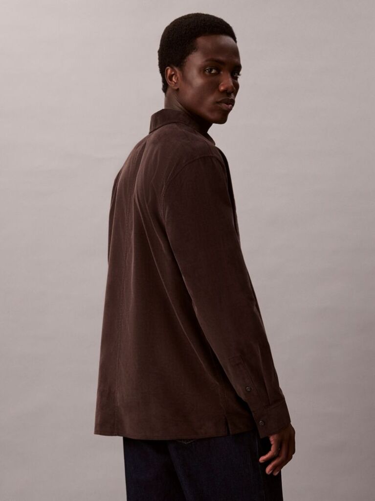 Brown Corduroy Relaxed Button-Down Shirt  Men