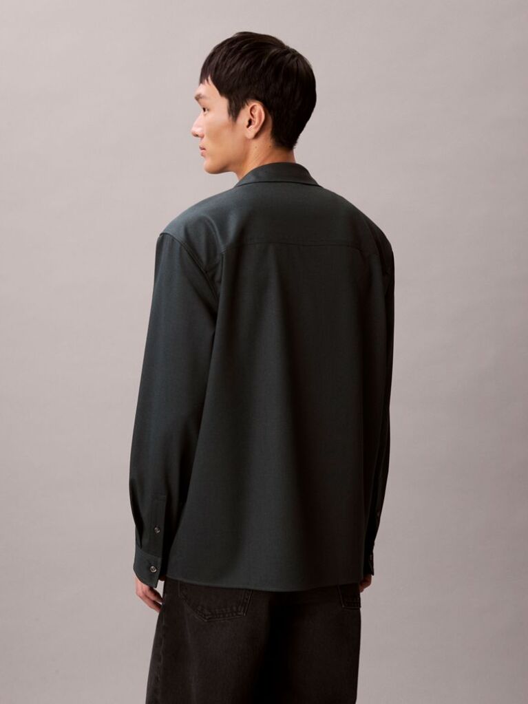 Green Melange Button-Down Easy Shirt  Men