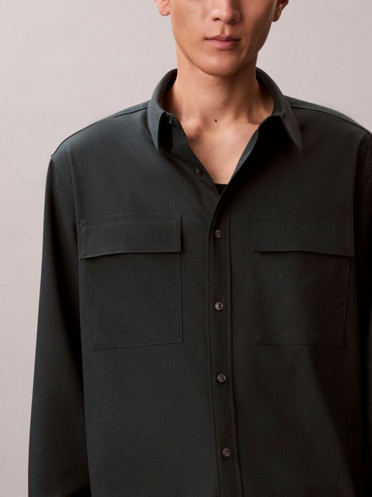 Green Melange Button-Down Easy Shirt  Men