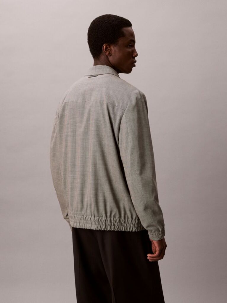 White Wool Houndstooth Blouson Jacket  Men