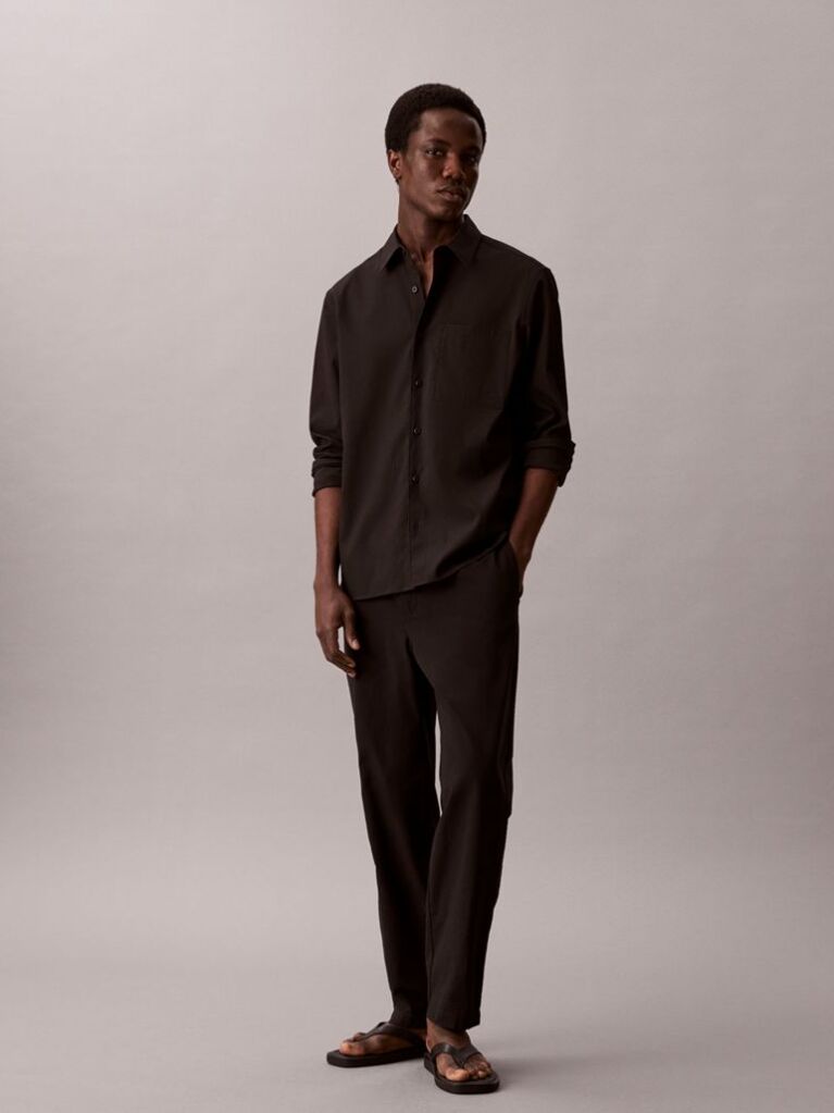 Black Seersucker Classic Shirt  Men