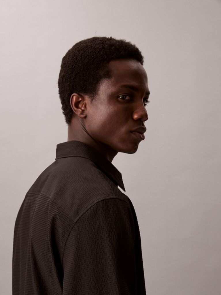 Black Seersucker Classic Shirt  Men
