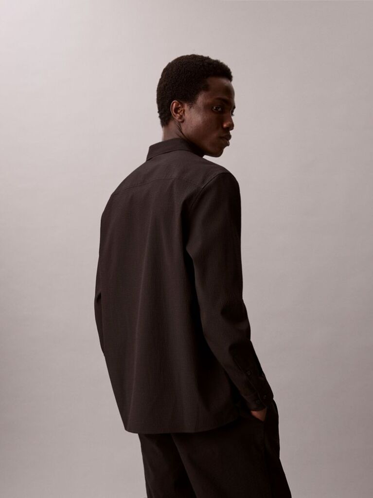 Black Seersucker Classic Shirt  Men