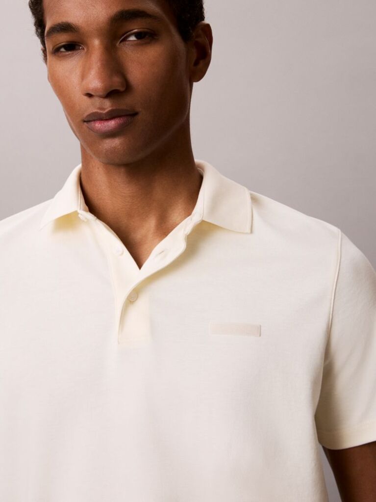 Yellow Slim Cotton Badge Polo Shirt  Men