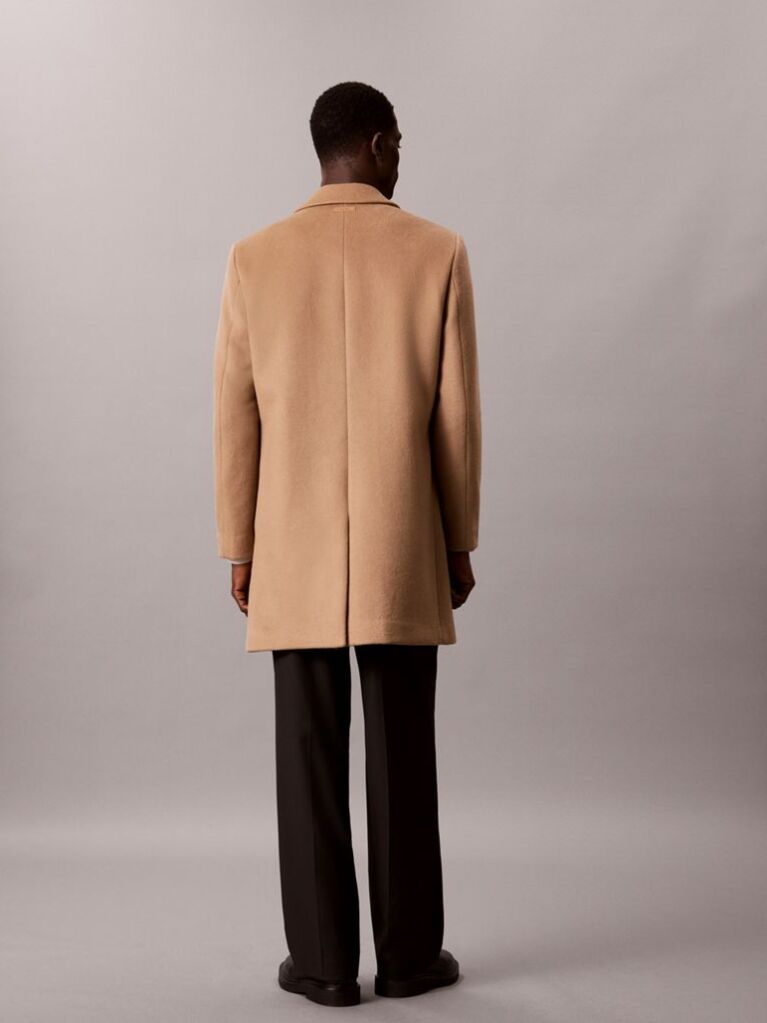 Brown Wool Blend Overcoat  Men