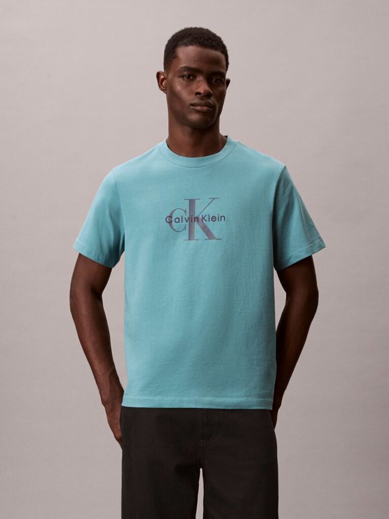 Blue Monogram Logo T-Shirt  Men