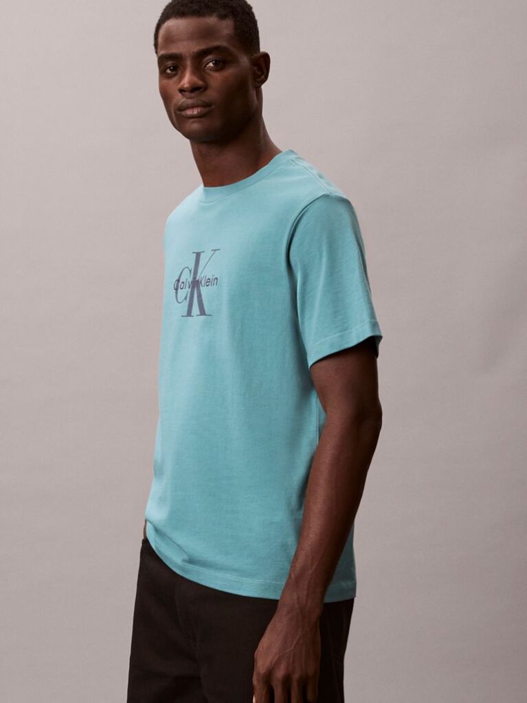 Blue Monogram Logo T-Shirt  Men