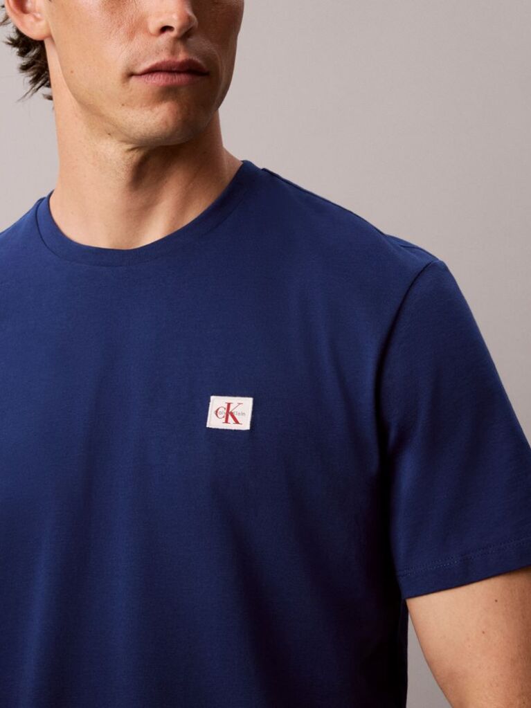 Μπλε Βαμβακερό T-shirt  Άνδρας