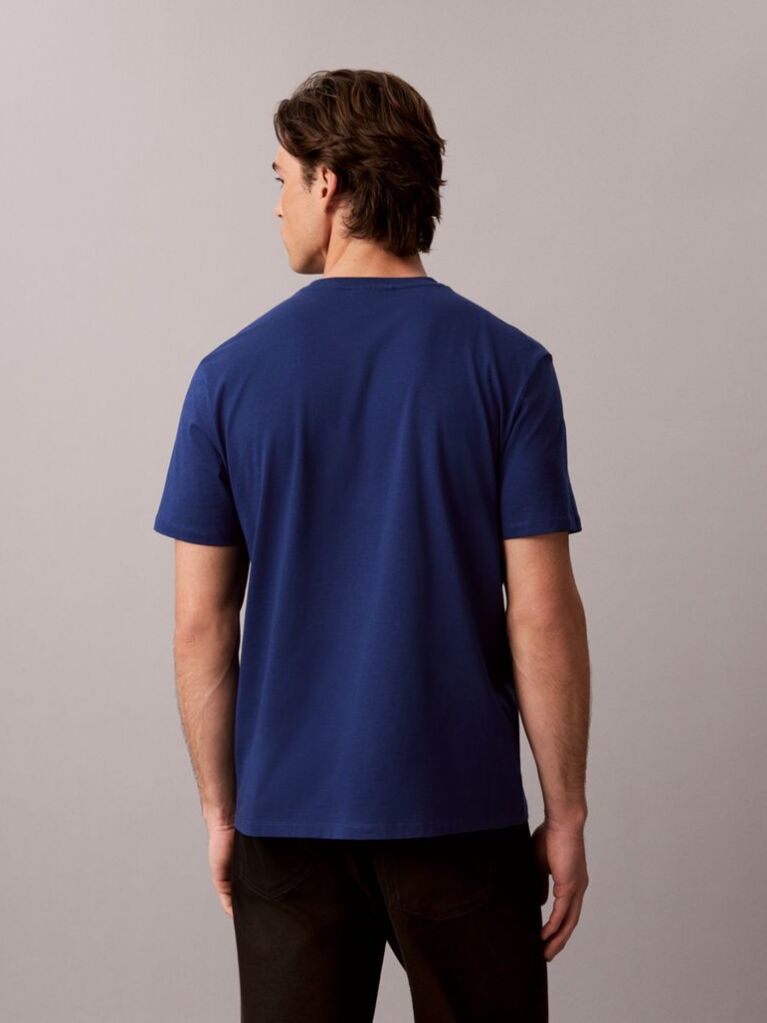 Μπλε Βαμβακερό T-shirt  Άνδρας