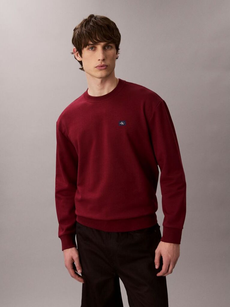 Red Cotton Terry Badge Sweatshirt  Men