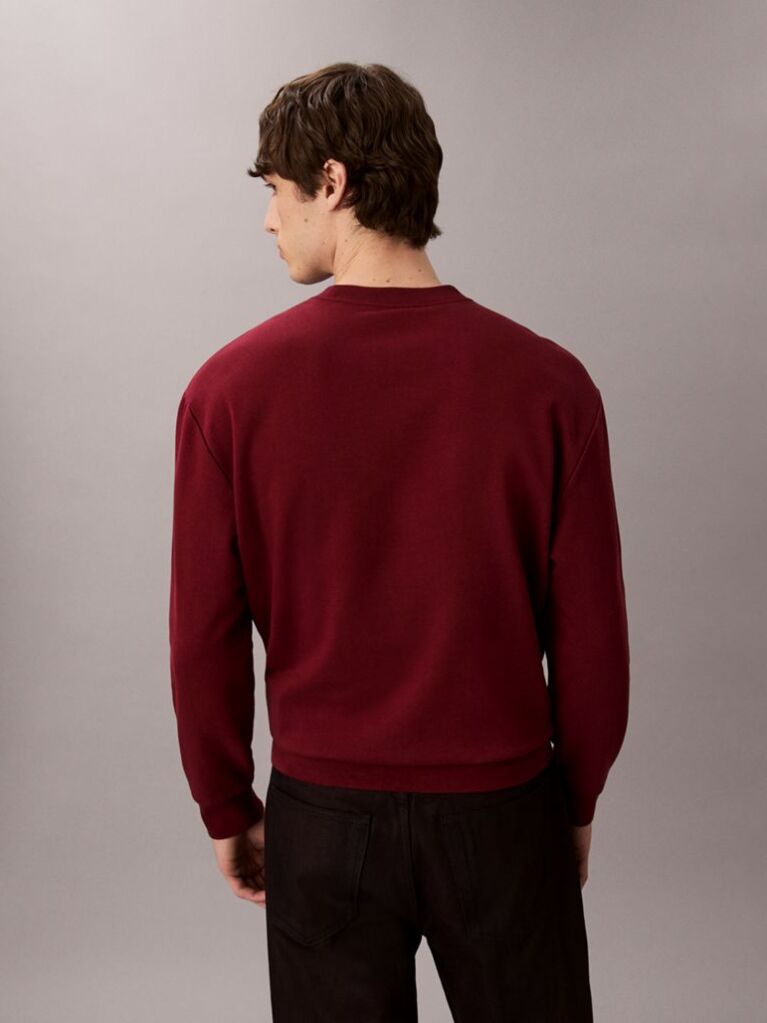 Red Cotton Terry Badge Sweatshirt  Men