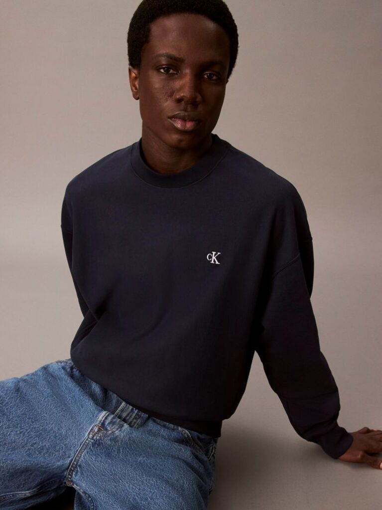 Blue Premium Fleece Relaxed Sweatshirt  Men