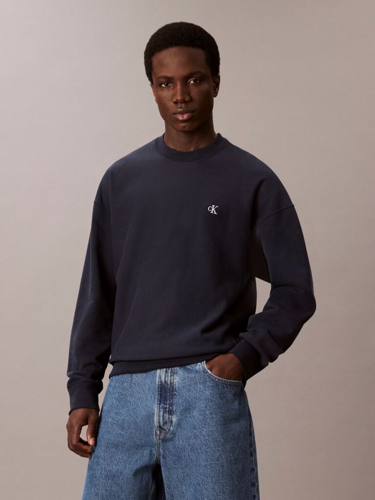 Blue Premium Fleece Relaxed Sweatshirt  Men