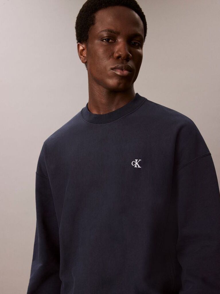 Blue Premium Fleece Relaxed Sweatshirt  Men