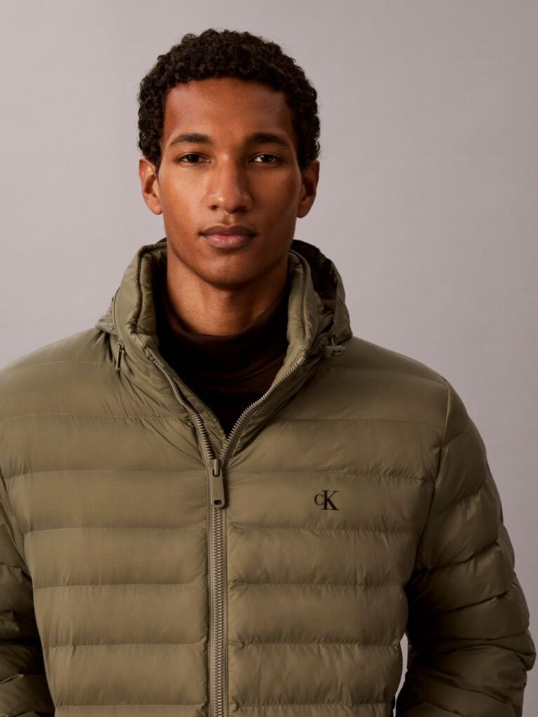 Green Lightweight Nylon Puffer Jacket  Men