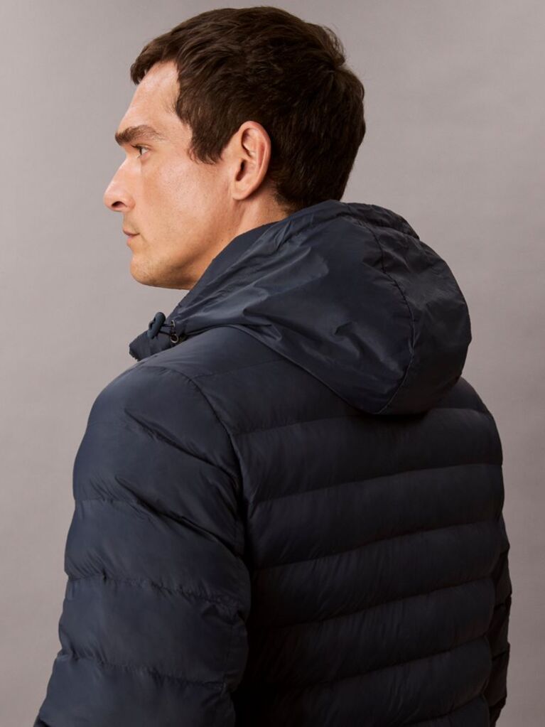 Blue Lightweight Nylon Puffer Jacket  Men