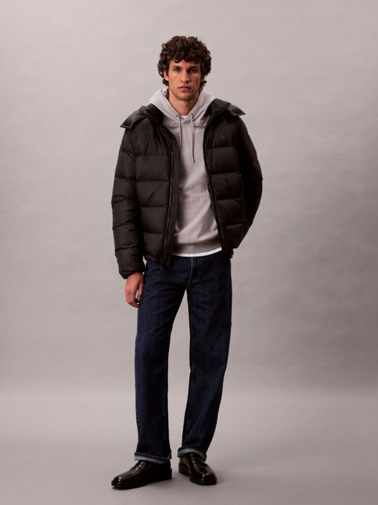 Black Hooded Down Puffer Jacket  Men