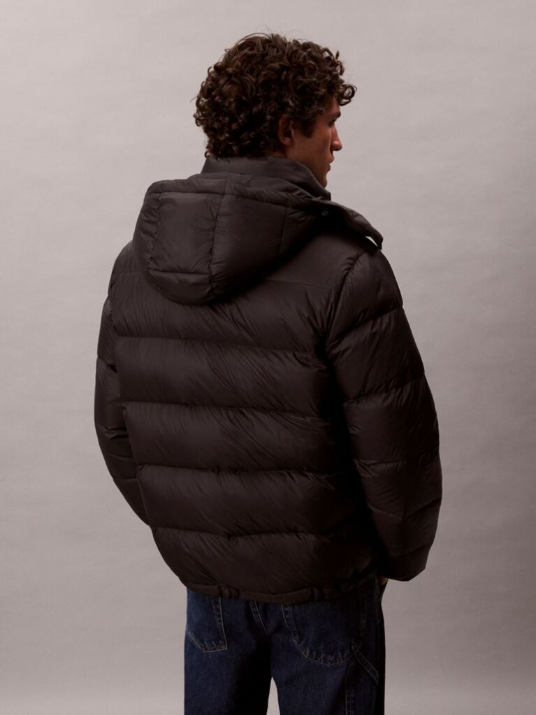 Black Hooded Down Puffer Jacket  Men