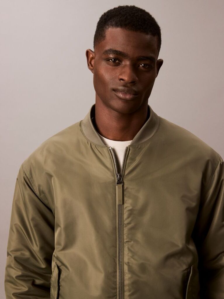 Green Nylon Bomber Jacket  Men