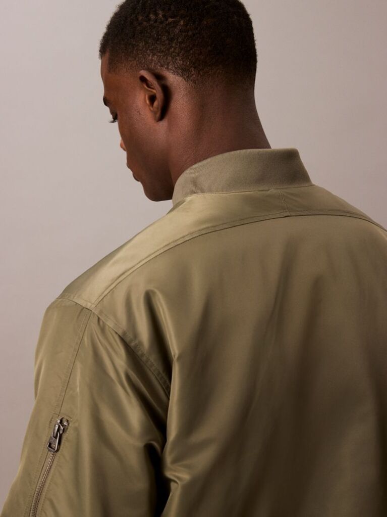 Green Nylon Bomber Jacket  Men