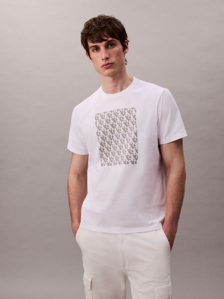 White Monogram Logo Easy Tee  Men
