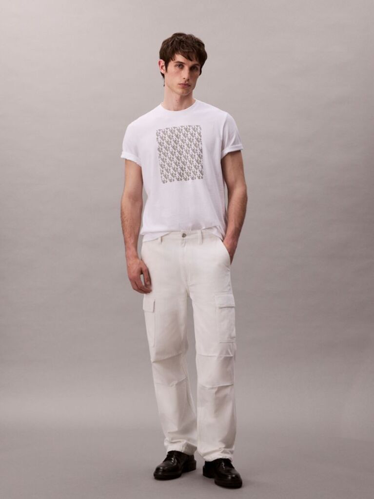 White Monogram Logo Easy Tee  Men