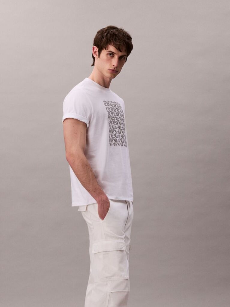 White Monogram Logo Easy Tee  Men