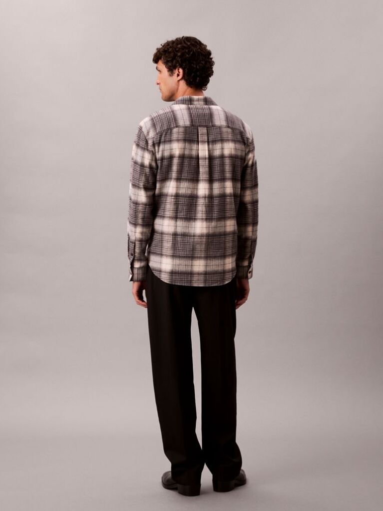 Black Plaid Brushed Relaxed Button-Down Shirt  Men