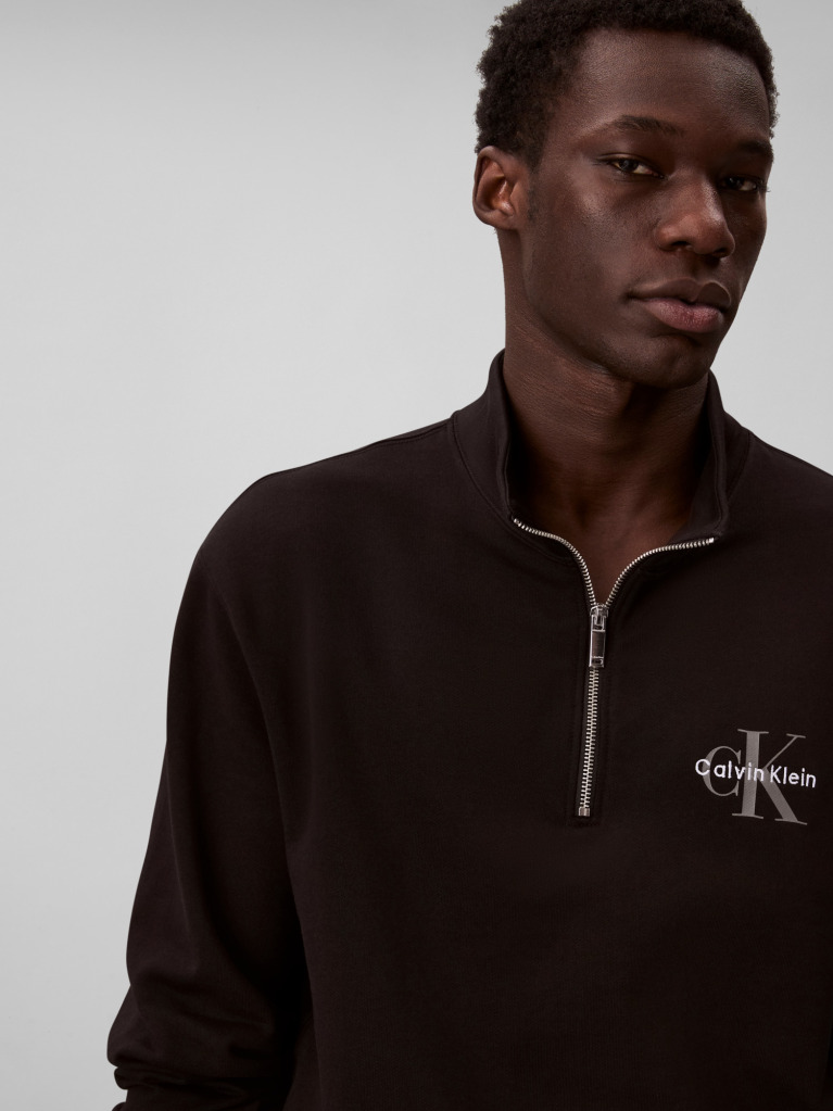 Black Long Sleeve Terry Micro Logo Sweatshirt  Men
