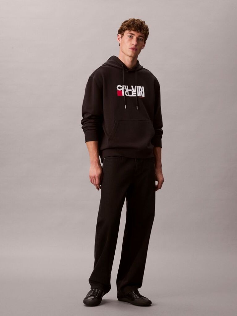 Black Logo Graphic Hoodie  Men