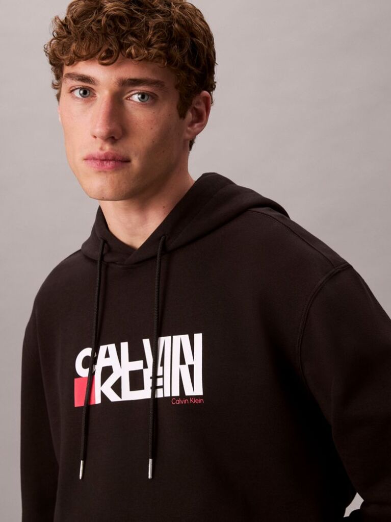 Black Logo Graphic Hoodie  Men