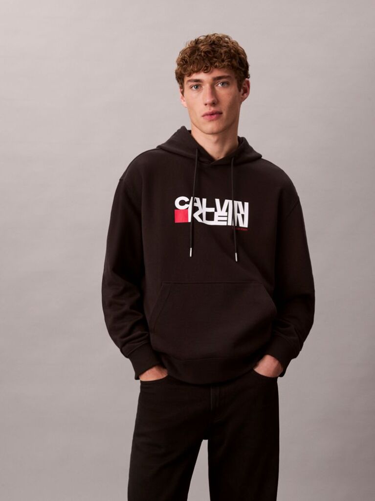 Black Logo Graphic Hoodie  Men